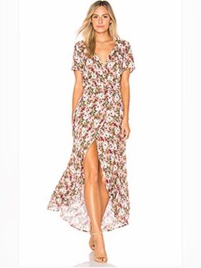 Auguste The Label Pink Floral Wrap Maxi Dress